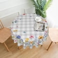 thumbnail image 2 of Floral Tablecloth Round 70 Inch Grey Buffalo Plaids Wildflower Butterfly Table Cloth Polyester Fabric Vintage Farmhouse Spring Summer Flowers Table Cover for Kitchen Party Dining Picnic Outdoor Decor, 2 of 6