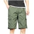 thumbnail image 2 of Men's Shorts, Summer Cargo Shorts for Men, ZHUGeLI Men's Belt Multiple Pockets Cotton Button Zipper Outdoor Sports Pants Work Pants Knee Length Shorts, 2 of 7