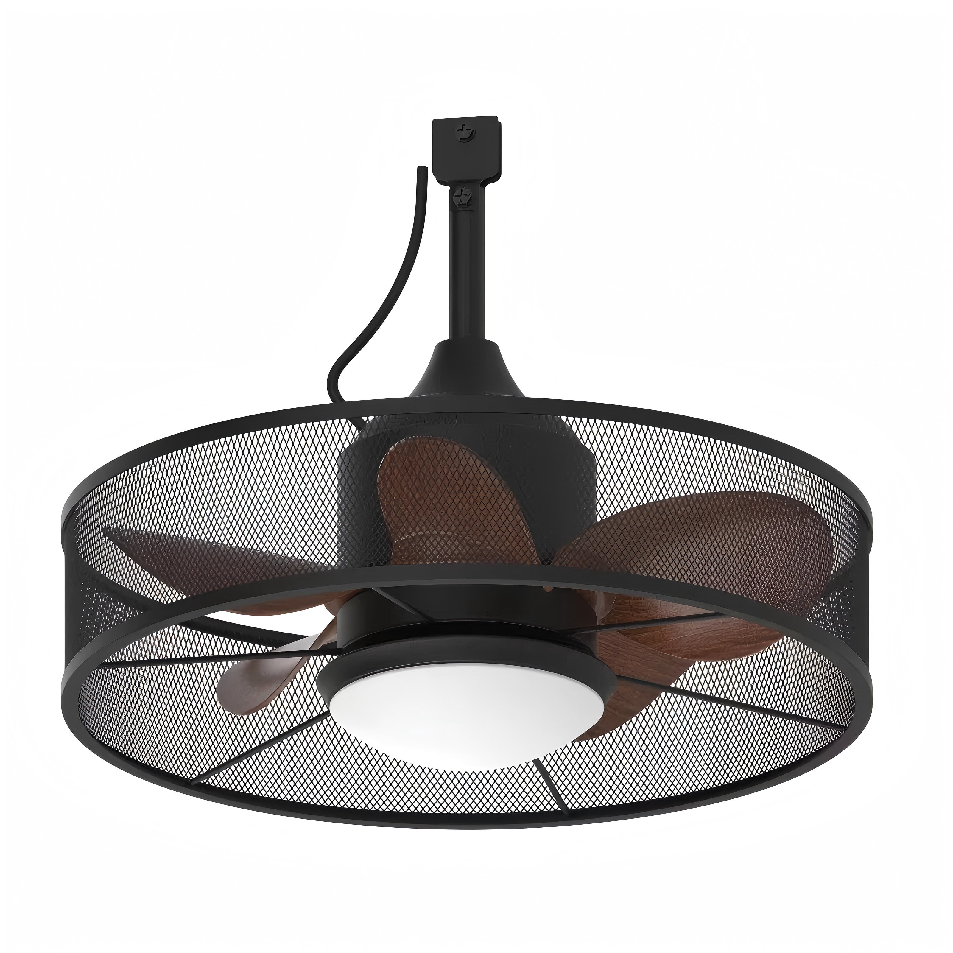 19.1" Ceiling Fan with Light Remote Control, Black Modern Waterproof Pendant Light Gazebo Fan for Outside Porch Patios