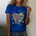 thumbnail image 2 of Women's T-shirts Women's Love Butterfly Printed Shirt Short Sleeve Round Neck T Shirt Fashion Top Lightweight Soft Casual Summer Clothing Clothes T-shirts, 2 of 5