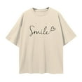 thumbnail image 7 of Women Short Sleeve Tops Funny Love Graphic Print Round Neck Pullover T-Shirts Trendy Casual Loose Fit Workout Tee Blouses, 7 of 7