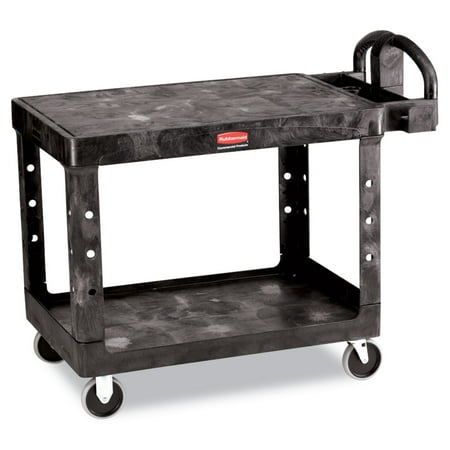 Rubbermaid Commercial Flat Shelf Utility Cart Two-Shelf 25-1/4w x 44d x 38-1/8h Black 452500BK