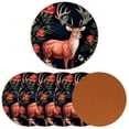 thumbnail image 2 of Christmas 6PCS Round Microfiber Leather Coasters Set, 11x11 cm/4.3x4.3 in, Drink Mats for Table and Absorption, Stylish Beverage Coasters for Home and Office Décor, 2 of 6