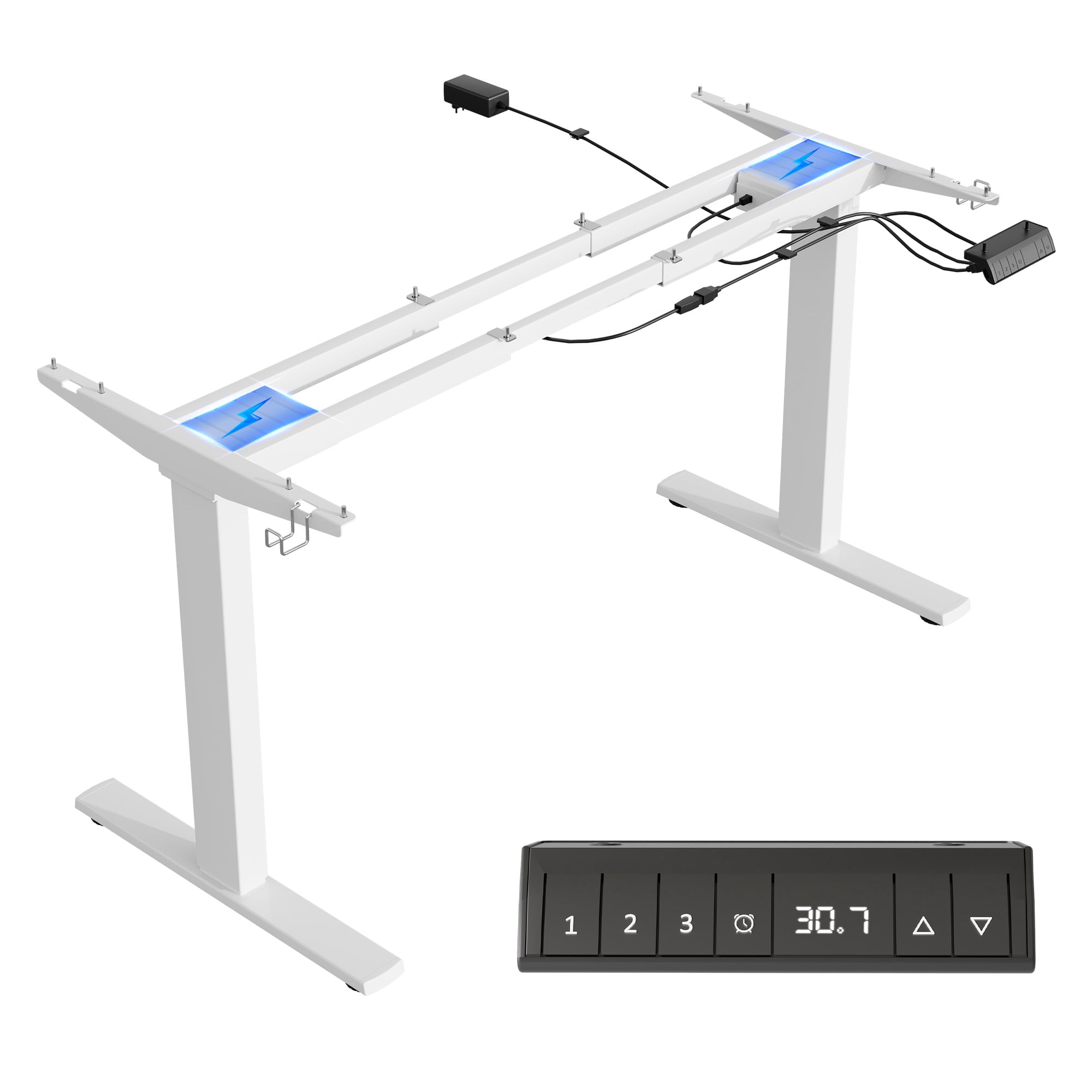 55.1 Inch Dual Motor Electric Adjustable Standing Desk, Computer Desk with Memory Controller, Home Office Desk with Seamless tabletop,265 lbs Weight Capacity,Light Rustic Brown(Two packages)