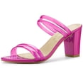 thumbnail image 1 of BLISSFUL STEP Women's Strappy Chunky Heel Slides Mules Sandals, 1 of 6