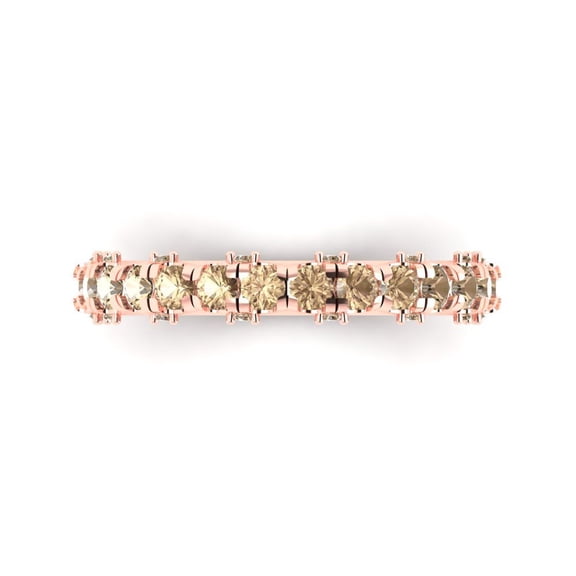 3.13 ctw Wedding Band for Women - 18K Rose Gold Yellow Moissanite Stackable Eternity Ring