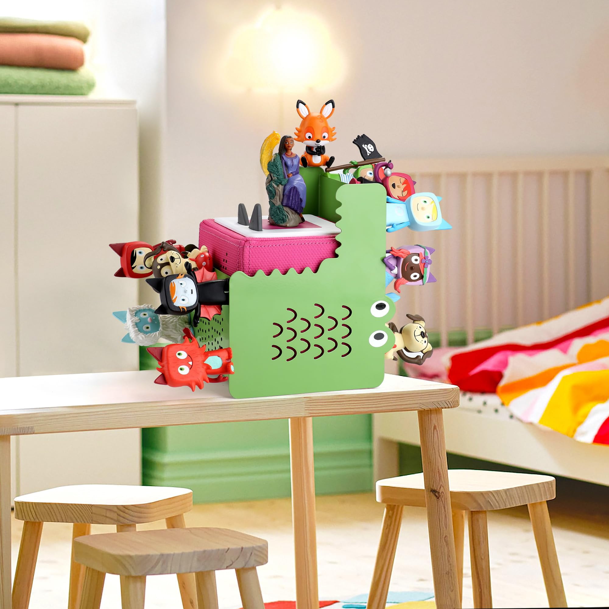 Crocodile-Shaped Creative Metal for Toniebox for Tonie Shelf,Tonies Storage 30-40Pcs for Tonie Figures, Characters, Cute Animal Children's Floating Shelf for Music Box, Charging Station