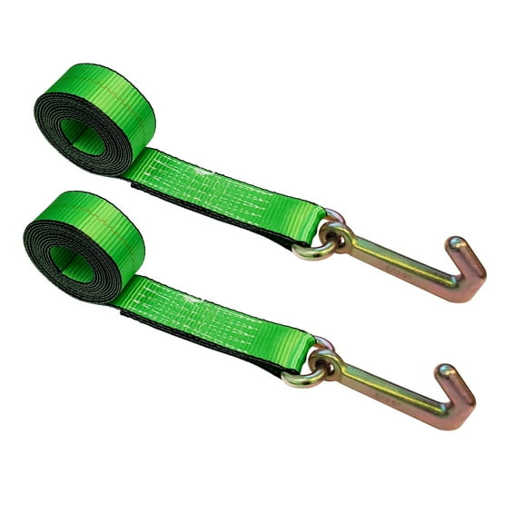 2 Pack Heavy Duty G70 2" x 10' Mini J Hook Towing Strap for Trailer Wrecker