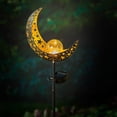 thumbnail image 3 of Evergreen Moon 34 in. Solar Garden Stake with Crackle Glass Globe, 3 of 8