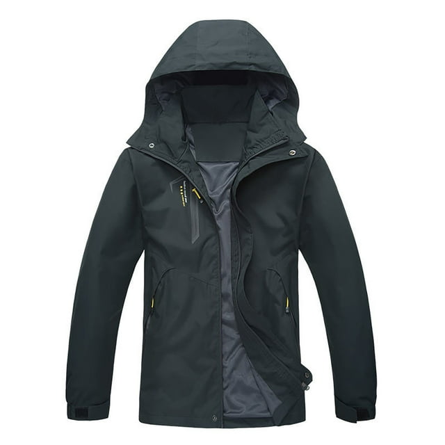 MIASHUI Mens Jacket Outdoor Sport Casual Style Hooded Jacket Black,XXL