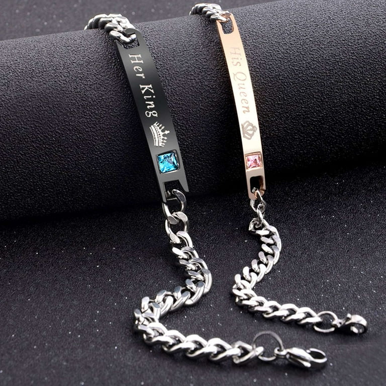 Silver Chain Bracelet For Couples Matching Couple Bracelets