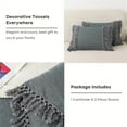 thumbnail image 4 of Lanpei Boho Duvet Cover Set 3PCs King, 100% Washed Cotton Bohemian Modern Bedding Set Grey Girls Fringed Tassel and Ruffle Comforter Cover Set With Zipper (1 Duvet Cover, 2 Pillowcases), 4 of 7