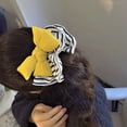 thumbnail image 5 of Bright yellow cotton filled bow hair band striped ruffled hair rope Korean fashion versatile hair accessories  new headband, 5 of 5