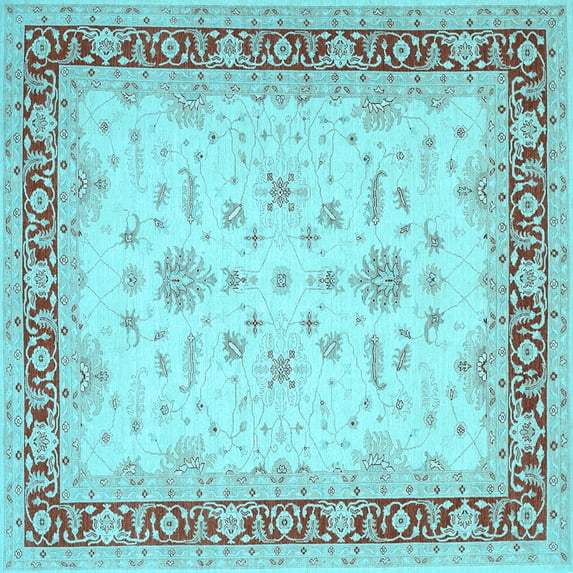 Ahgly Company Indoor Square Oriental Light Blue Traditional Area Rugs, 8' Square