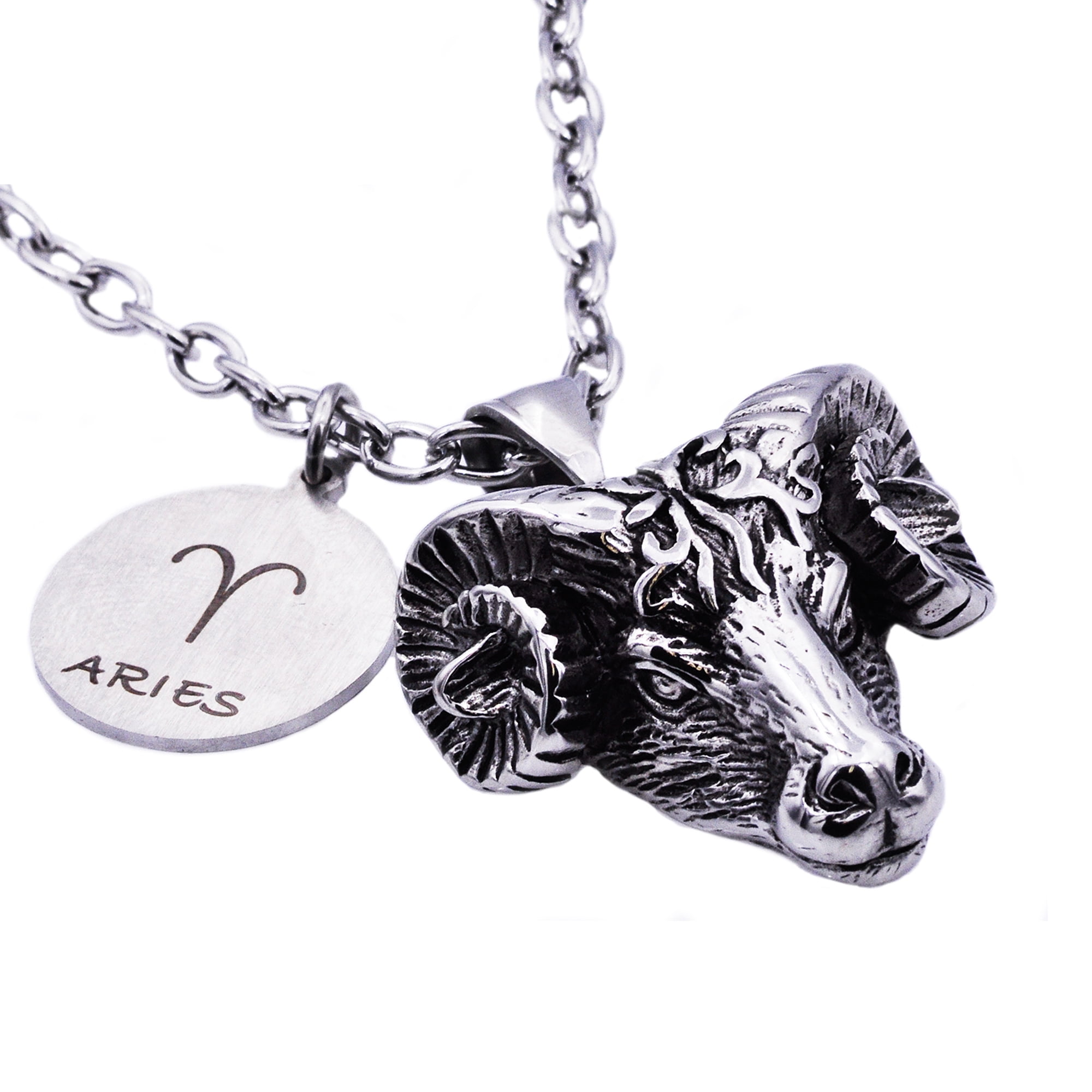Mens Aries Zodiac Sign Pendant In 