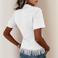thumbnail image 6 of Hurxie Women's Vintage Western Cowgirl Suede Shirts Long Sleeve Button Down Slim Fit Fringe Shirts Tops White,S, 6 of 6