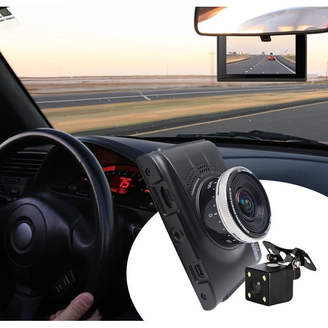 Danhjin Hd Tachograph Lens Dash Cam Driving Recorder 1080 Hd 3-Inch Front And Rear Car Cameras 170 ° Wide Angle Support for Parking Monitoring, Motion Detection, Sensing