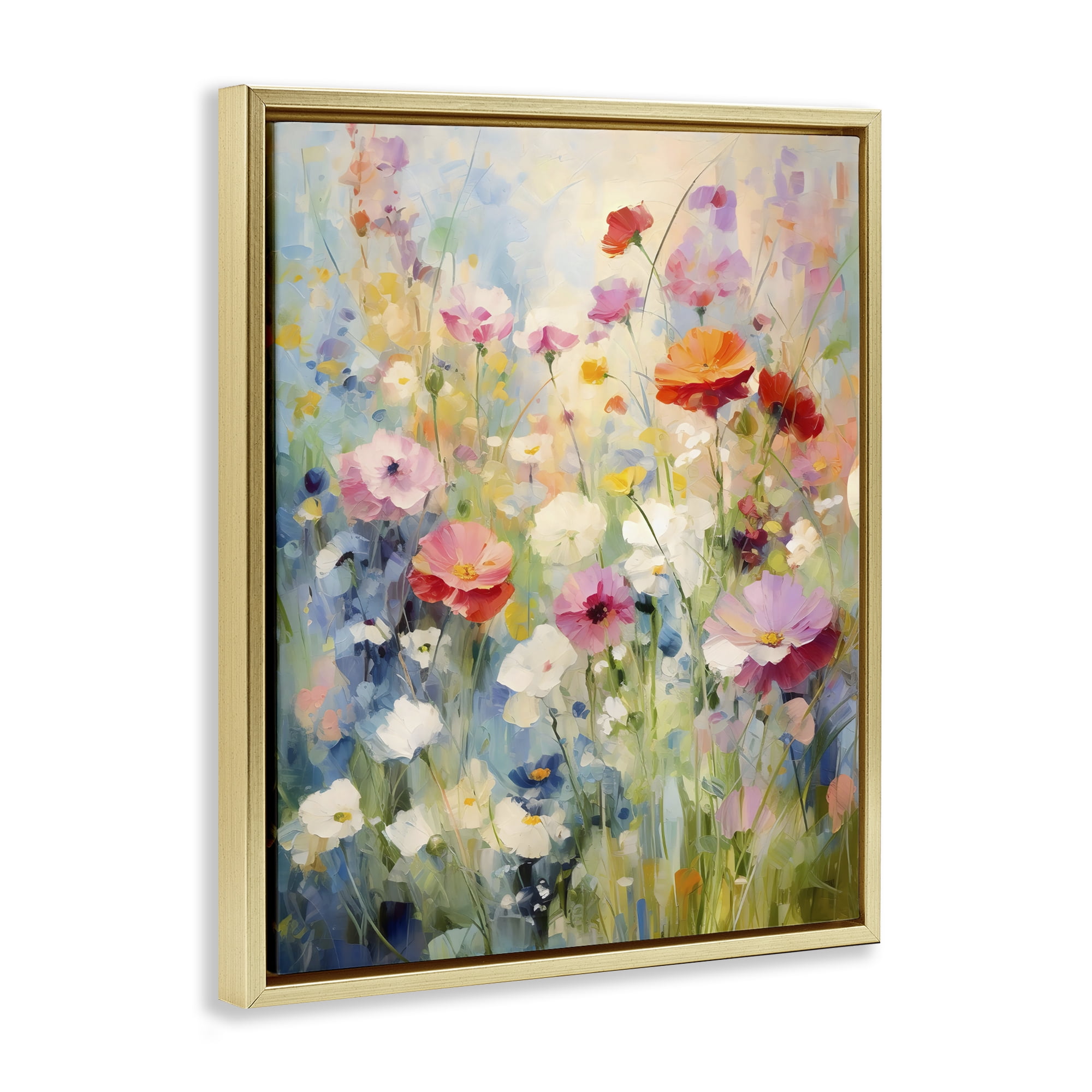 Stupell Industries Wildflower Breeze Impression Gold Framed Floater Canvas Wall Art, design by Creative Studio