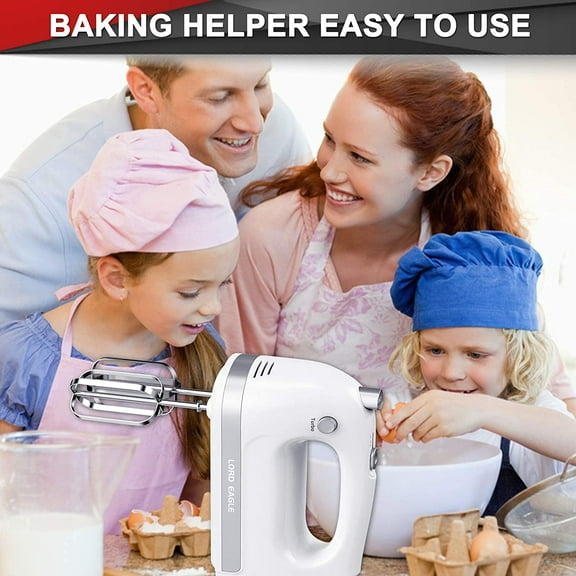 Electric Hand Mixer 400W, 5 Speeds with Eject Button, 5 Stainless Steel Accessories for Baking