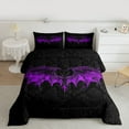 thumbnail image 2 of Homewish Gothic Purple Bat 3-Piece Full Size Comforter Sets for Teens Female Men,Bohemian Damask Bedding Comforter Set,Traditional Floral Flower Lightweight Bedding Sets,Super Cozy Room Decor, 2 of 8