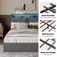 thumbnail image 6 of Satifur Queen Bed Frame with Storage Headboard, Platform Bed with 4 Drawers, Rivet Upholstered Bed Frame with LED Lights & Charging Station, Dark Grey, 6 of 12