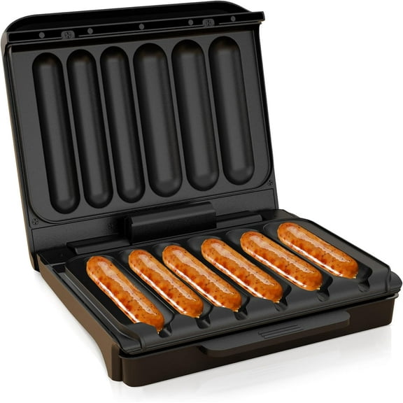 Hot Dogs Machine, Electric Grill with Oil Drip Tray, and Cord Storage, Ideal for Veggie Sausages, BBQ or Sausage, Nonstick Plate for Easy Clean