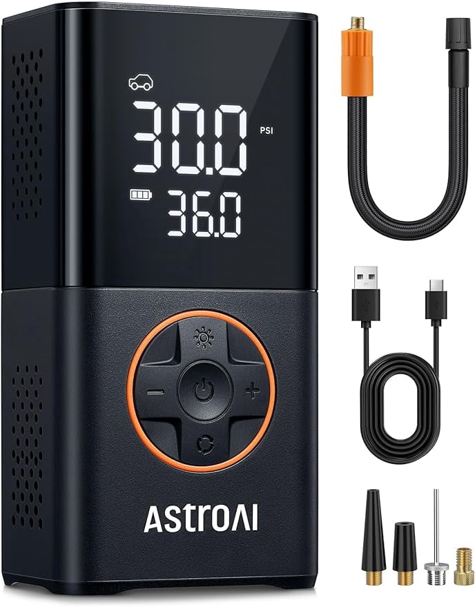 Pompe à Air Électrique Portable 150 PSI - Gonfleur Pneus Numérique Avec Batterie, LED Et Banque D'Alimentation - Pour Voiture, Moto, Vélo - 8
