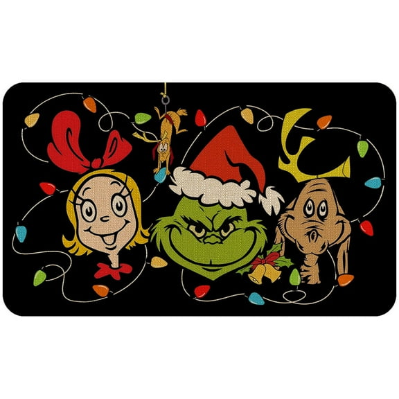 Christmas Cartoon Welcome Doormat Ornament, Non-slip Floor Mat Festival Home Decoration For Front Door Kitch And Bedroom