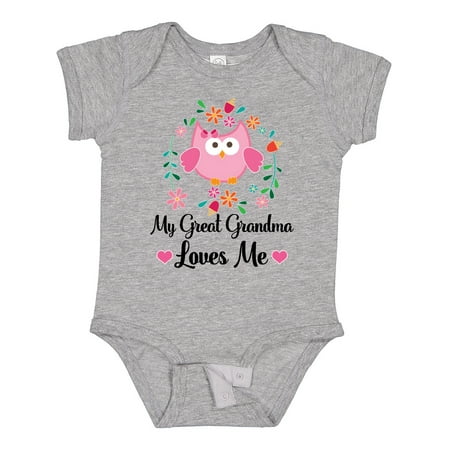 

Inktastic My Great Grandma Loves Me Owl Gift Baby Girl Bodysuit