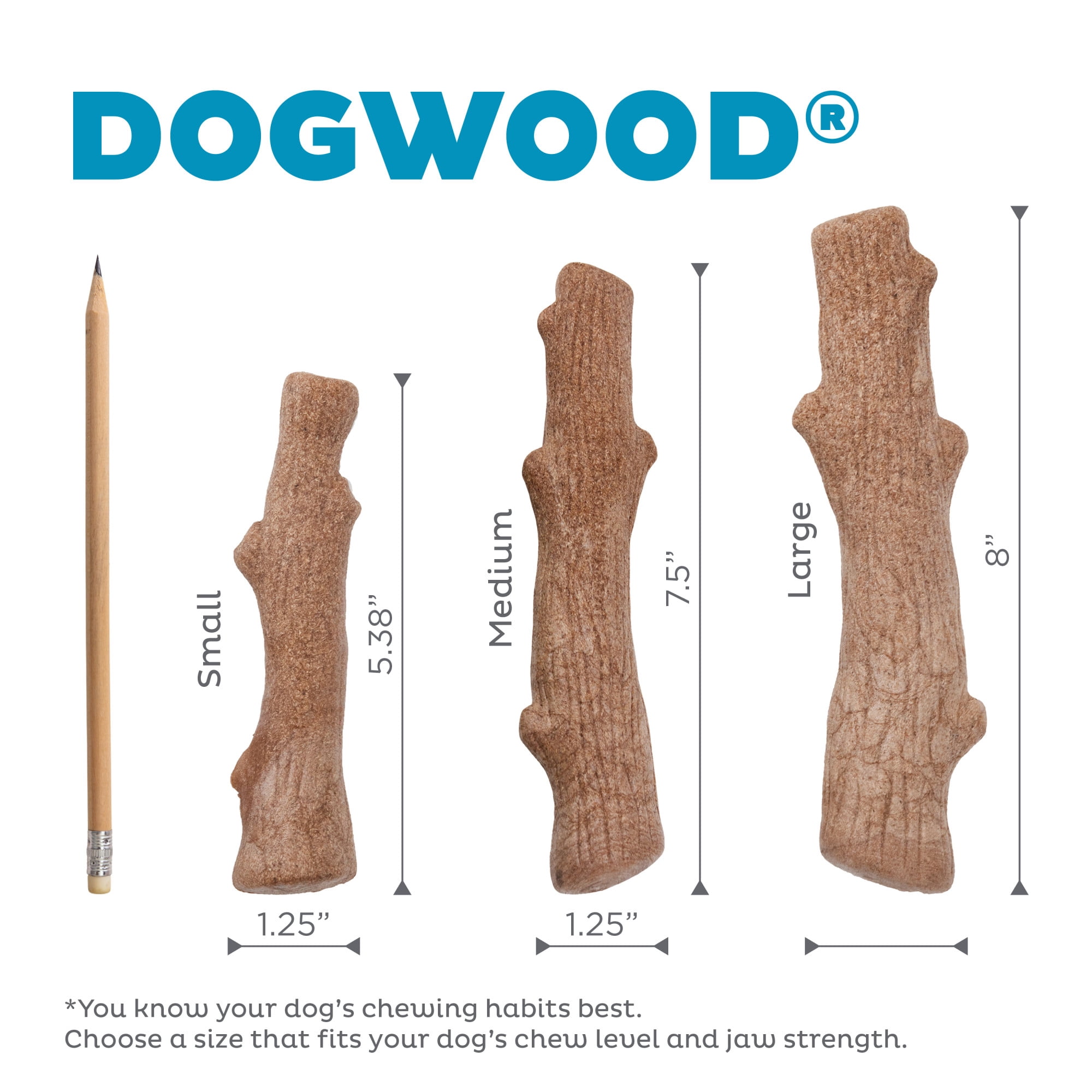 Pupstages by Petstages Puppy 2-Pack Dog Chew Toys – Real-Wood Blend Dogwood & Chewy TPE, Moderate Chewers, Small, 5.3"
