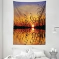 thumbnail image 1 of Nature Decor Tapestry, Lake Sunset with Long Reeds Romantic Botanical Ombre like Scenery Photo Image, Wall Hanging for Bedroom Living Room Dorm Decor, 60W X 80L Inches, Multicolor, by Ambesonne, 1 of 2