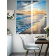 thumbnail image 3 of Sunset Beach Semi Sheer Window Curtains 72 Inches Long, Spray Ocean Waves Sky Nature Scenery Rod Pocket Voile Silky Chiffon Curtain Light Filtering Drapes for Living Room, Kitchen, 52"x72", 2 Panels, 3 of 9