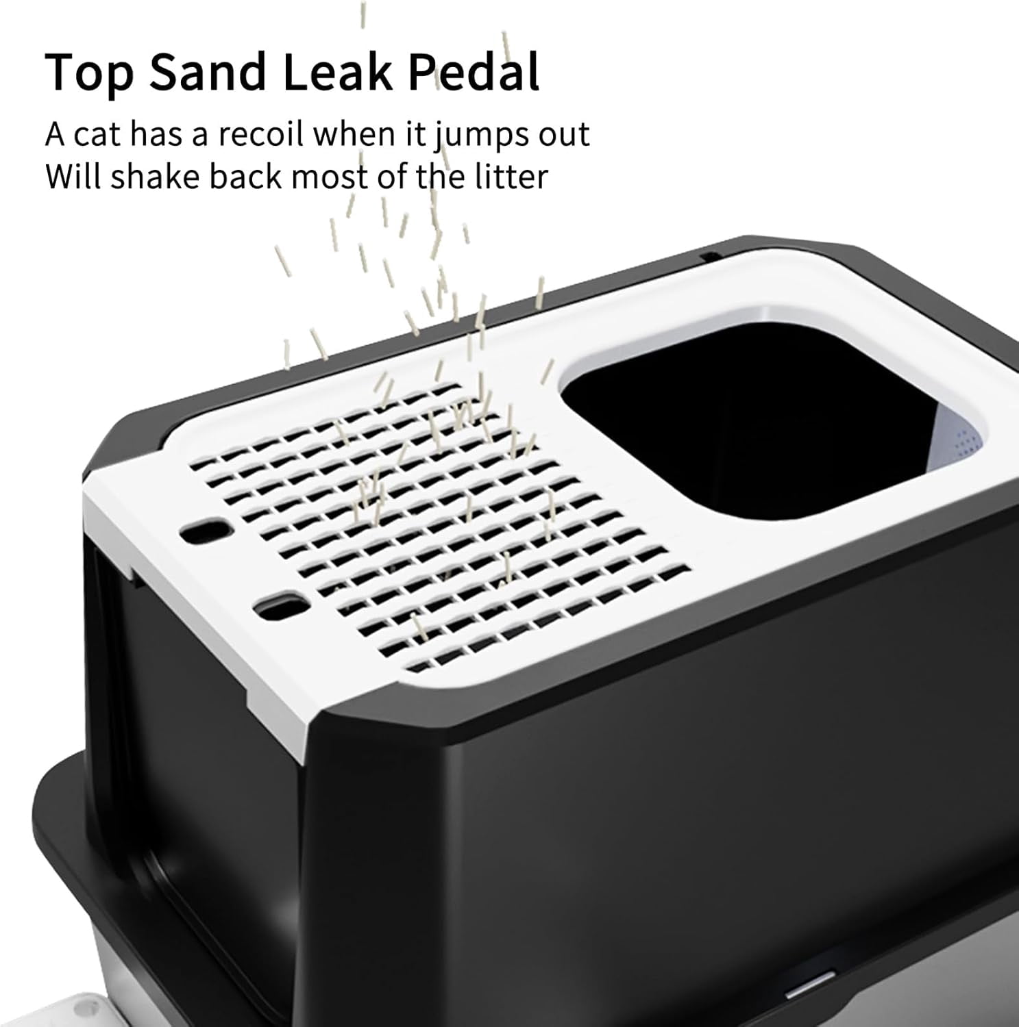 Stainless Steel Cat Litter Box, Odorless Enclosed Litter Box with Top Holes, Large Litter Pan for Small to Large Sized Cats (Deep Black, 23.8" L*15.9" W*18" H)