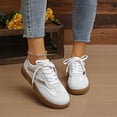 thumbnail image 3 of Rokment Womens Vintage Skateboarding Shoes Trendy Casual Suede Platform Low Top Fashion Sneakers Comfortable Skate Tennis Shoes White Size 6.5, 3 of 7