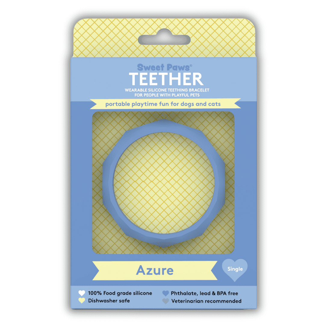 Sweet Paws Silicone Teether Toy for Dogs and Cats - Azure