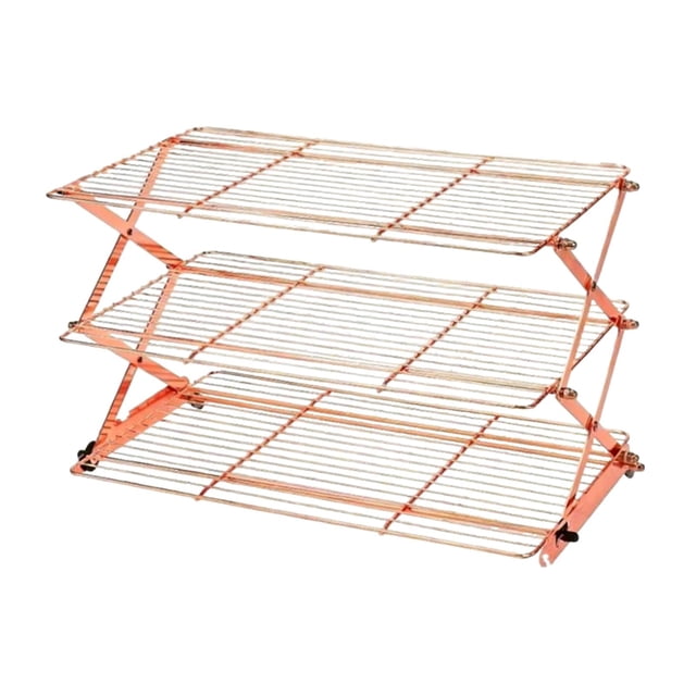 veasfak Cooling Rack Baking Easy Clean Folding Wire Rack for Cupcakes Picnic Outdoor 3 Tier