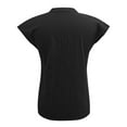 thumbnail image 4 of Baqcunre T Shirts For Women Sleeves Shirt Women Cotton Blend Top Short Blouse Casual Solid Neck Button V Women Shirts Workout Tops Womens Tops Black L, 4 of 5