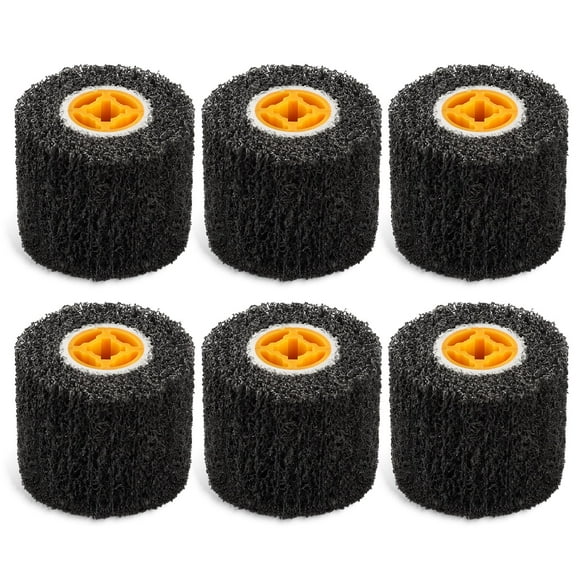 Rocaris 6 Pack Abrasive Drum Paint and Rust Remover, 40 Grit Abrasive Wheel Wire Drawing Polishing Wheel for Wood Metal Surface Polishing, 4.5" x 4"