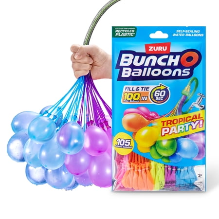 Bunch O Balloons Tropical Party 100+ Rapid-Filling Self-Sealing Water Balloons (3 pack) for Kids, Teens & Adults Ages 3+ by ZURU