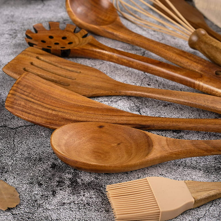 Wooden Spoons for Cooking 7-Pack - Bamboo Kitchen Utensils Set for Non –  BlauKe