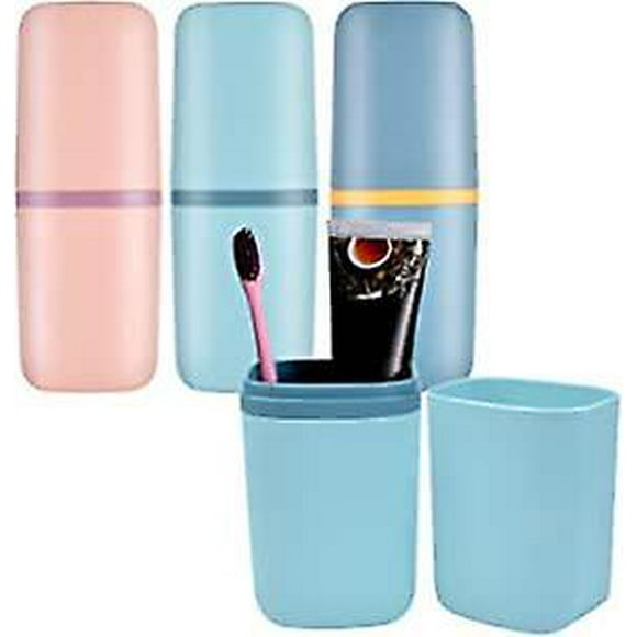 Dww-3pcs Diffrentes Couleurs (cyan Tibtain, Bleu Clair, Rose) Tasse De Brosse Dents De Voyage, Bote De Brosse Dents De Voyage Porte - Brosse Dents