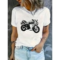 thumbnail image 1 of Camiseta De Verano Mujer1pc Women'S Casual Crew Neck T-Shirt with Geometric Motorcycle Print, Polyester Knit Fabric, Medium Stretch, All-Season Fashion TopFather's Day, Mother's Day, New Year, Sprin, 1 of 7