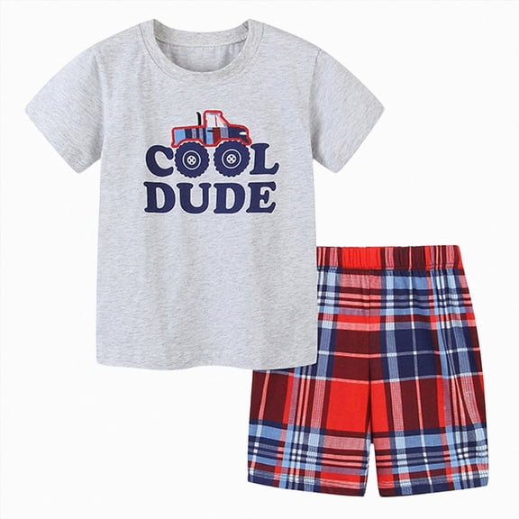 Toddler Boy Summer Clothes Cotton Short Sleeve T Shirt And Short Clothing Set With Pockets Outfits 2-7T