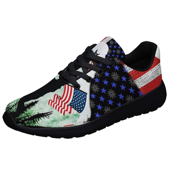 Bigfoot Celebrate Fourth Of July Independence Day Print Sneakers Lightweight Comfortable Running Shoes for Men Women Black Size 3.5