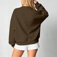 thumbnail image 7 of Women's Sweatshirt Dqueduo Women's Long-Sleeve Solid Color Casual Loungewear Top – Drop Shoulders & Half-Zip Collar Brown L, 7 of 7