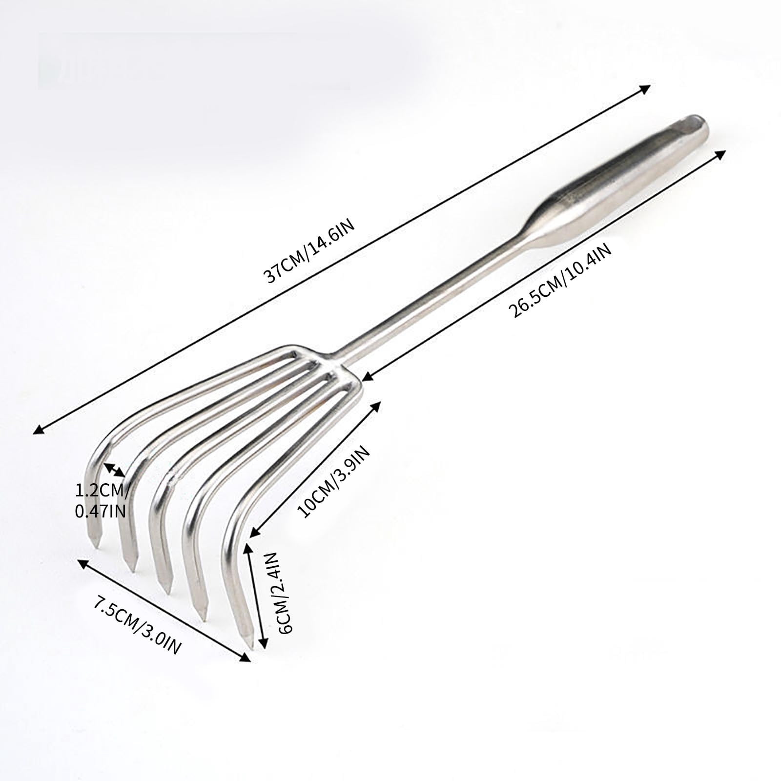 WWG Stainless Steel Garden Leaf Rake Carbon Steel Head Slip-Resistant Handle Outdoor Yard Tool 15.75in Length