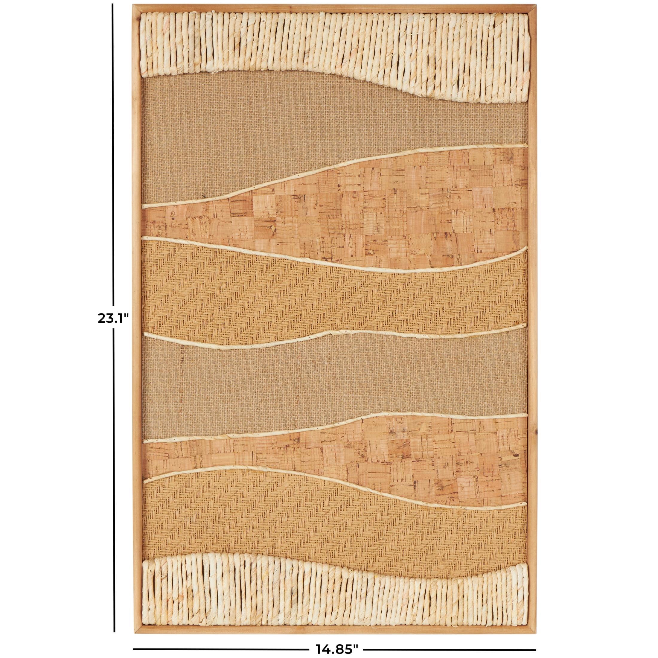 DecMode Brown Wood Handmade Horizontal Mixed Media Abstract Wall Decor with Various Textures and Patterns