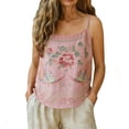 thumbnail image 5 of Womens Tank Tops Cotton Linen Retro Embroidered Vacation Summer Tank Tops for Women Pink 2Xl, 5 of 5