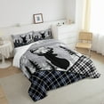 thumbnail image 4 of Rustic Deer Bedding Set Checkered Buffalo Plaid Quilt,Woodland Wildlife Reindeer Moose Comforter&nbsp;Set Twin Animal Paw Print Blue Black Grid Lattice Patchwork Duvet Insert,Farmhouse Decor, 4 of 5