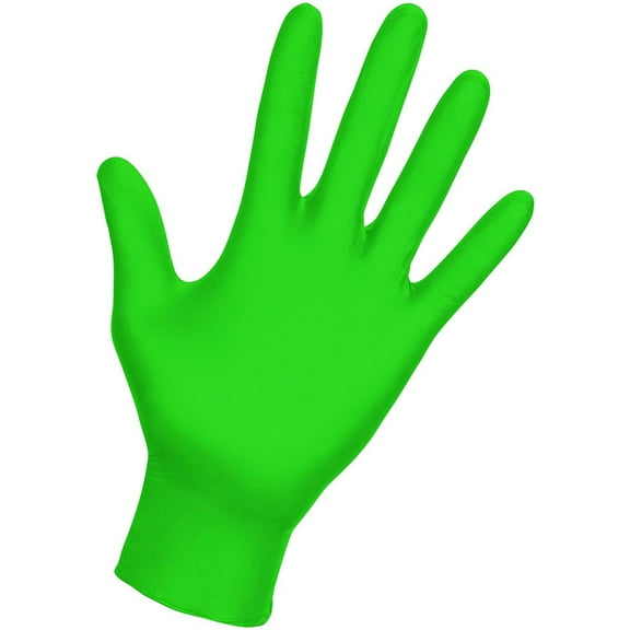 SAS Safety 66554 Derma-VUE Powder-Free Exam Grade 6 Mil Nitrile Gloves, 2X-Large, Neon Green